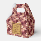 スタイリッシュ赤面ブルゴーニュ金ゴールドボホ結婚式の引き出物ボックス フェイバーボックス (裏面サイド)