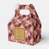 スタイリッシュ赤面ブルゴーニュ金ゴールドボホ結婚式の引き出物ボックス フェイバーボックス (正面サイド)