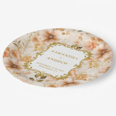 スタイリッシュ赤面結婚金ゴールド紙プレート ペーパープレート (アングル)