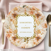 スタイリッシュ赤面結婚金ゴールド紙プレート ペーパープレート