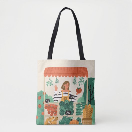 スタイリッシュ農家市場環境にやさし食料品 トートバッグ (正面)