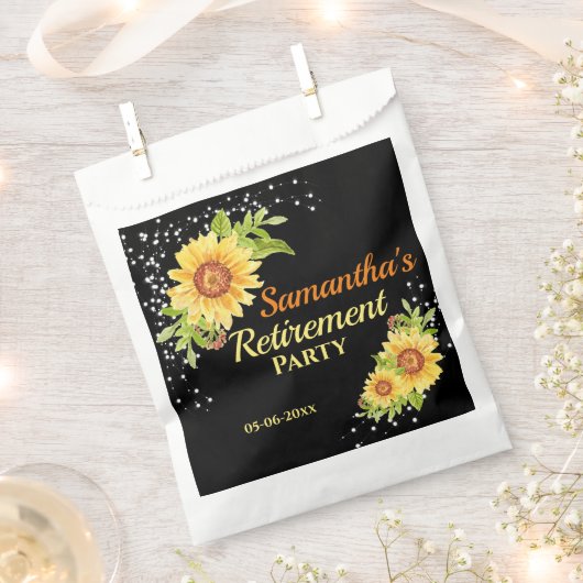 スタイリッシュ退職パーティー黄色フローラひまわり フェイバーバッグ (クリップ留めされた状態)