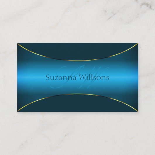 スタイリッシュ金ゴールドきらめくとモノグラ縁どムを有するティール(緑がかった色) 名刺 (正面)