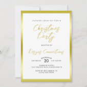 スタイリッシュ金ゴールドとホワイトクリスマスパーティー 招待状 (正面)