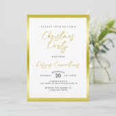 スタイリッシュ金ゴールドとホワイトクリスマスパーティー 招待状 (スタンド正面)