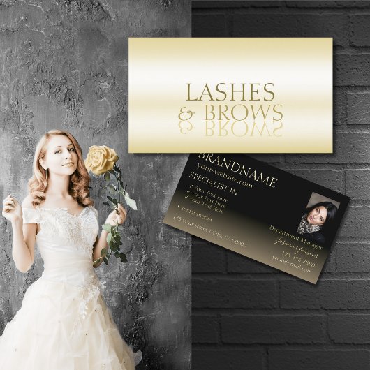 スタイリッシュ金ゴールドと黒のカッコいい鏡フォント（写真あり） 名刺