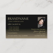 スタイリッシュ金ゴールドと黒のカッコいい鏡フォント（写真あり） 名刺 (裏面)