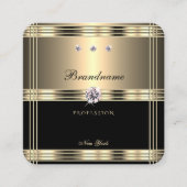 スタイリッシュ金ゴールドと黒のラきらめくイフェイクネストン スクエア名刺 (正面)