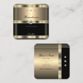 スタイリッシュ金ゴールドと黒のラきらめくイフェイクネストン スクエア名刺