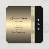 スタイリッシュ金ゴールドと黒のラきらめくイフェイクネストン スクエア名刺 (裏面)