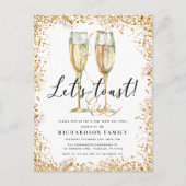 スタイリッシュ金ゴールドの新しい年パーティー インビテーションポストカード (正面)