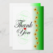 スタイリッシュ金ゴールドの花感謝していは サンキューカード (正面/裏面)