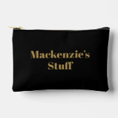 スタイリッシュ金ゴールドはっきりしたタイポグラフィ アクセサリーポーチ (正面)