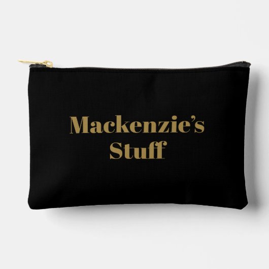 スタイリッシュ金ゴールドはっきりしたタイポグラフィ アクセサリーポーチ (正面)