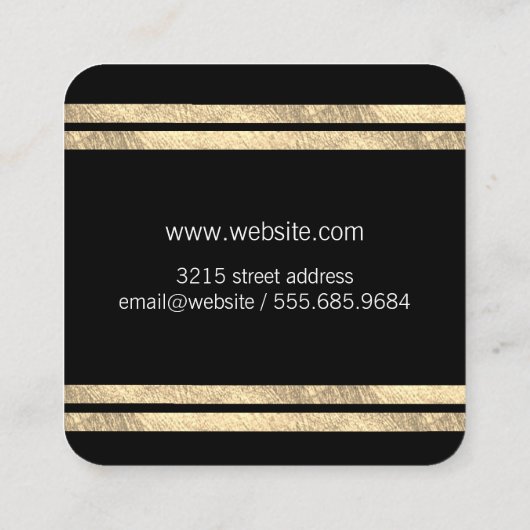 スタイリッシュ金ゴールドアクセント スクエア名刺 (裏面)