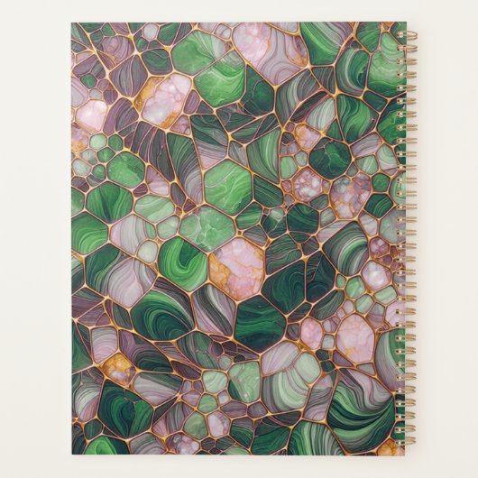 スタイリッシュ金ゴールドエレガントエメラルドグリーンモザイク プランナー手帳 (裏面)