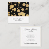 スタイリッシュ金ゴールドエレガントグリッター黒 スクエア名刺 (正面/裏面)