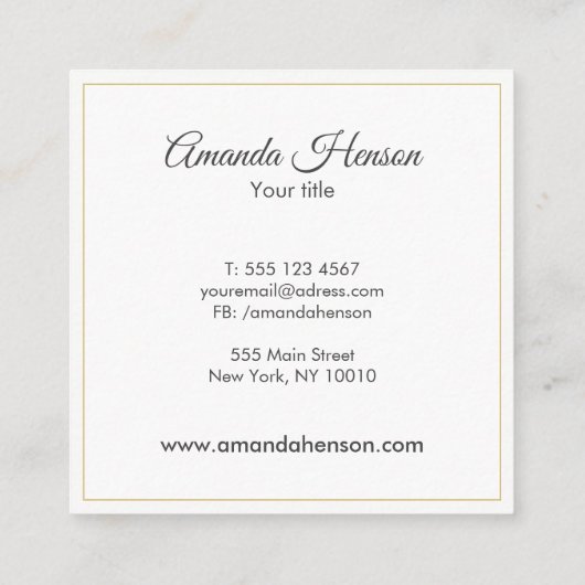 スタイリッシュ金ゴールドエレガントグリッター黒 スクエア名刺 (裏面)