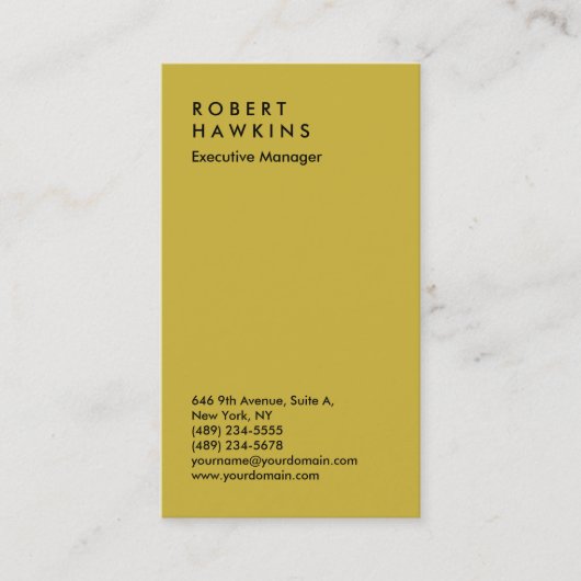 スタイリッシュ金ゴールドカラープロフェッショナルプレーン・マネージャ 名刺 (正面)