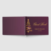 スタイリッシュ金ゴールドクリスマスツミニマルリー結婚ズ ゲストブック (全面)