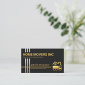 スタイリッシュ金ゴールドクロスラインズホーム引越し業者トラック 名刺 (スタンド正面)