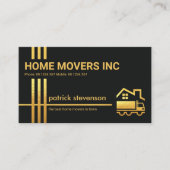 スタイリッシュ金ゴールドクロスラインズホーム引越し業者トラック 名刺 (正面)