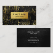 スタイリッシュ金ゴールドグランジメフェイクタル革/金ゴールド 名刺 (正面/裏面)