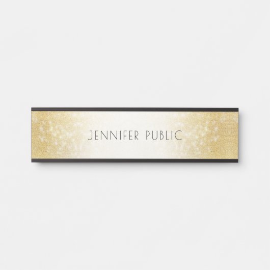 スタイリッシュ金ゴールドグリッターエレガントモダンテンプレート サインプレート (正面)