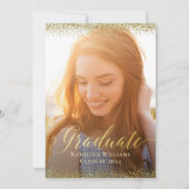 スタイリッシュ金ゴールドグリッター写真卒業会 招待状 (裏面)
