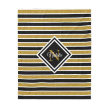 スタイリッシュ金ゴールドグリッター白黒ストライプモノグラム