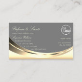 スタイリッシュ金ゴールドグレー(ロゴとスパークリーのダイヤモンド付き) 名刺 (裏面)