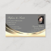 スタイリッシュ金ゴールドグレー(写真とスパークリダイヤモンド) 名刺 (裏面)