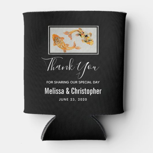 スタイリッシュ金ゴールドコイフィッ結婚シュありがとう 缶クーラー (正面)