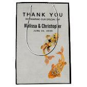 スタイリッシュ金ゴールドコイ結婚魚 ミディアムペーパーバッグ (正面)