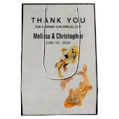 スタイリッシュ金ゴールドコイ結婚魚 ミディアムペーパーバッグ (裏面)