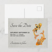 スタイリッシュ金ゴールドコイ魚の保存日付 インビテーションポストカード (正面/裏面)