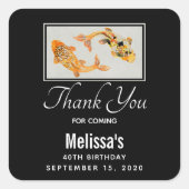 スタイリッシュ金ゴールドコイ魚誕生日ありがとう スクエアシール (正面)