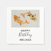 スタイリッシュ金ゴールドコイ魚誕生日 スタンダードカクテルナプキン (正面)