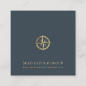 スタイリッシュ金ゴールドコンパスのロゴ スクエア名刺 (正面)