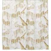 スタイリッシュ金ゴールドジャングルの野生動物のパターン シャワーカーテン (正面)