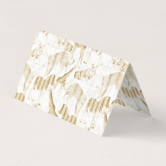 スタイリッシュ金ゴールドジャングルの野生動物のパターン 名刺 (正面)