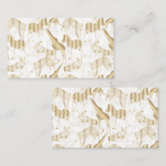 スタイリッシュ金ゴールドジャングルの野生動物のパターン 名刺 (正面/裏面)