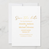 スタイリッシュ金ゴールドスクリプトphoto save date card ノートカード (裏面)