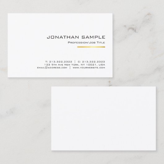 スタイリッシュ金ゴールドストライプのお洒落デザイントレンディープレーン 名刺 (正面/裏面)