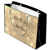 スタイリッシュ金ゴールドスパークルボーイフレンド誕生日 ラージペーパーバッグ (裏面アングル)