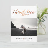 スタイリッシュ金ゴールドス結婚クリプトの写真 サンキューカード (スタンド正面)