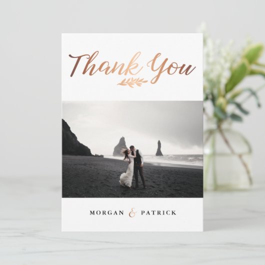 スタイリッシュ金ゴールドス結婚クリプトの写真 サンキューカード (スタンド正面)