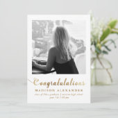 スタイリッシュ金ゴールドタイポグラフィ写真卒業 案内状 (スタンド正面)