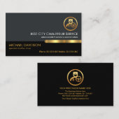 スタイリッシュ金ゴールドタブGray Black Layer Chauffeurドライバ 名刺 (正面/裏面)