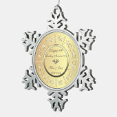 スタイリッシュ金ゴールドダイヤ10結婚周年記念 スノーフレークピューターオーナメント (右)